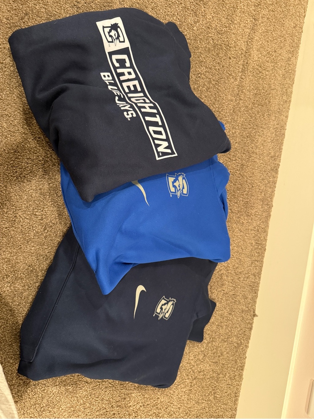3 Pack of Creighton Bluejays Navy and Royal Logo Sweatshirt - Nike